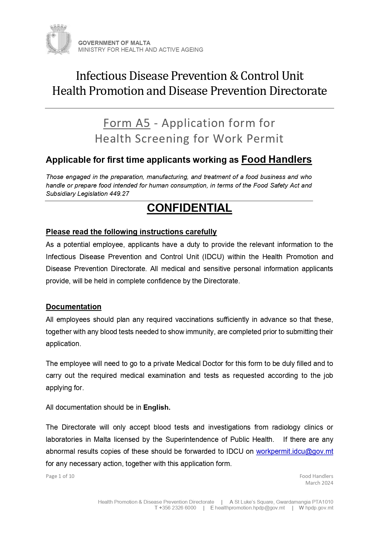 Malta Form A5 Page 1